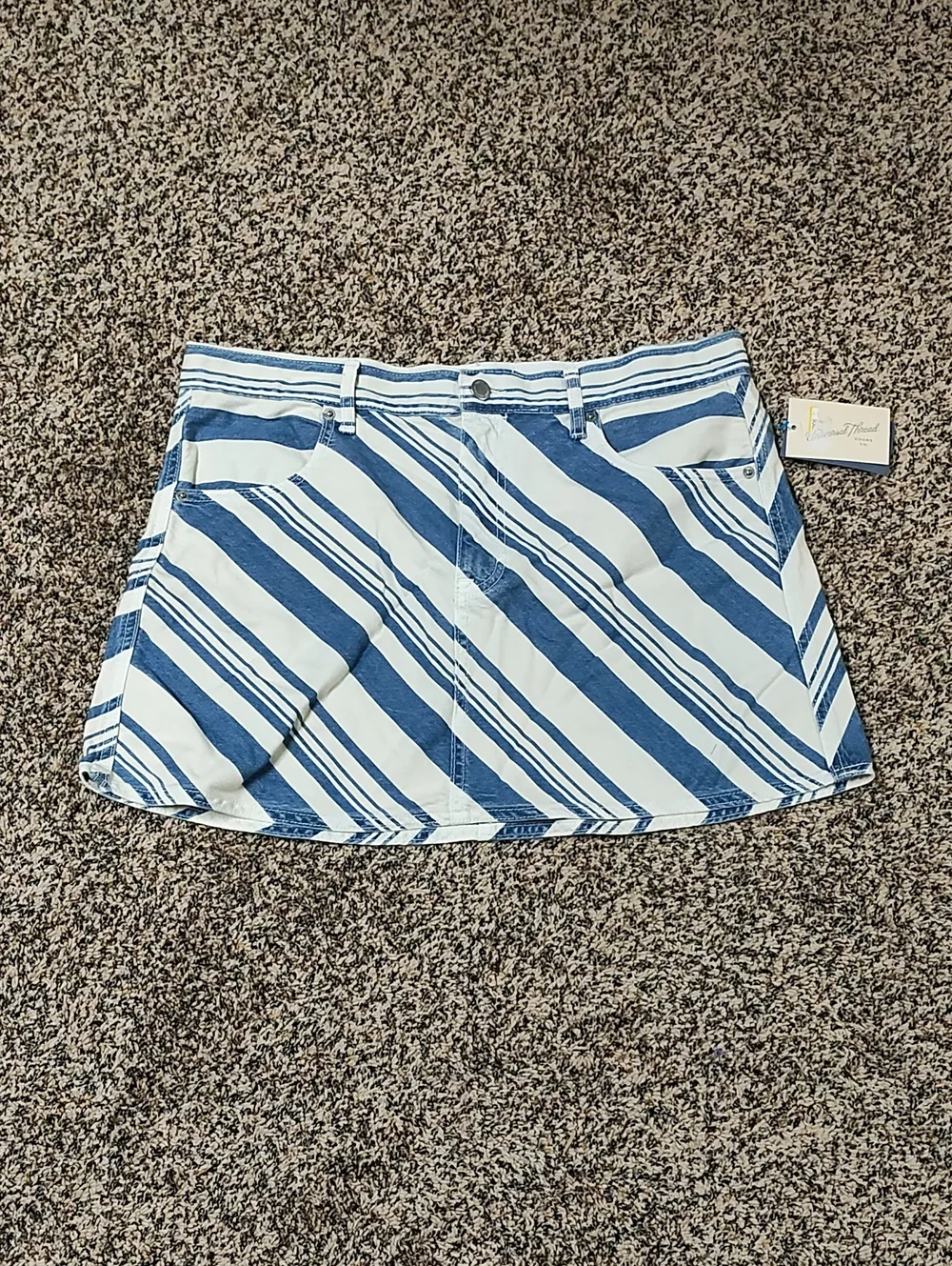 Universal Thread | Striped Blue and White Denim Women's Skirt